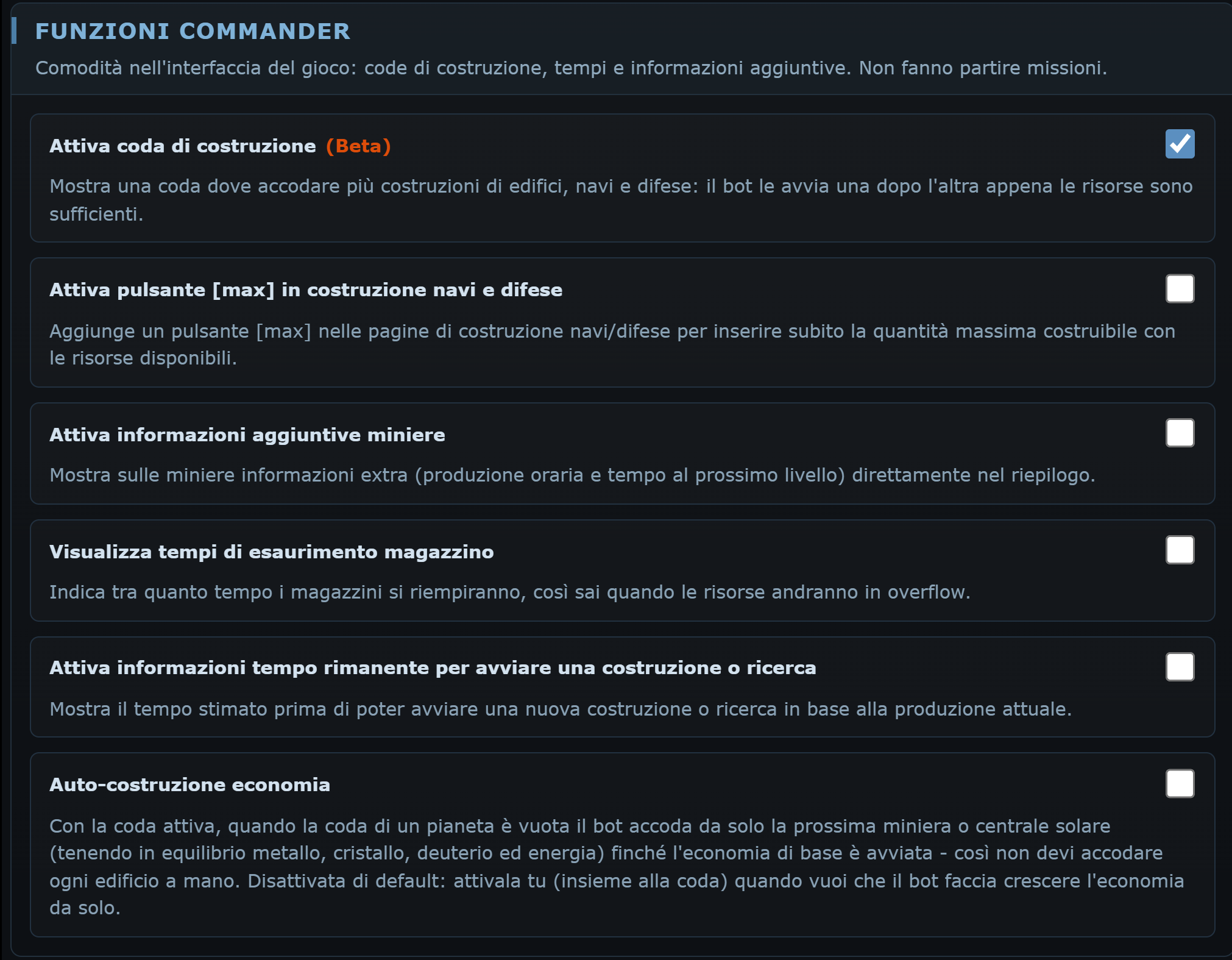 Funzioni Commander